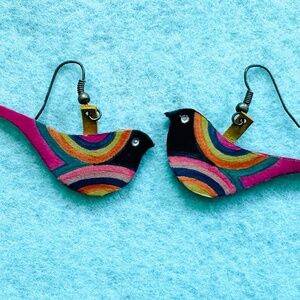 Leather Bird Earrings